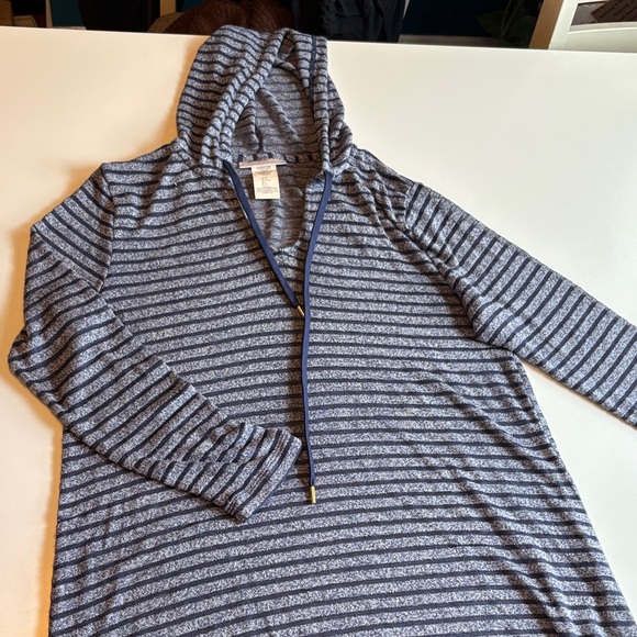 La Blanca Women’s Blue and Gray Striped Swim Coverup - Picture 1 of 11